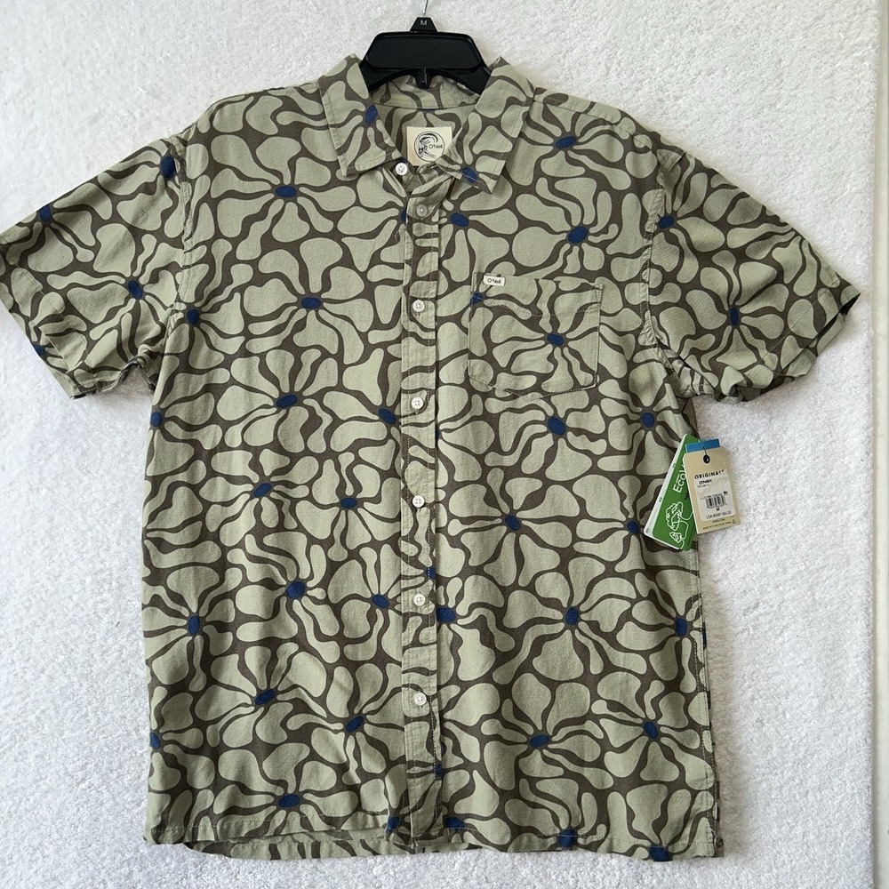 O'Neill Men's OG Eco Print Seagrass Standard Medium Viscose Blend Shirt (R1)
